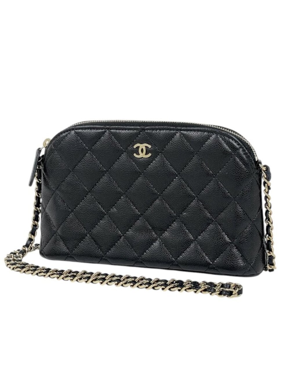 Chanel Shoulder Bag CC Logo Caviar Leather Black